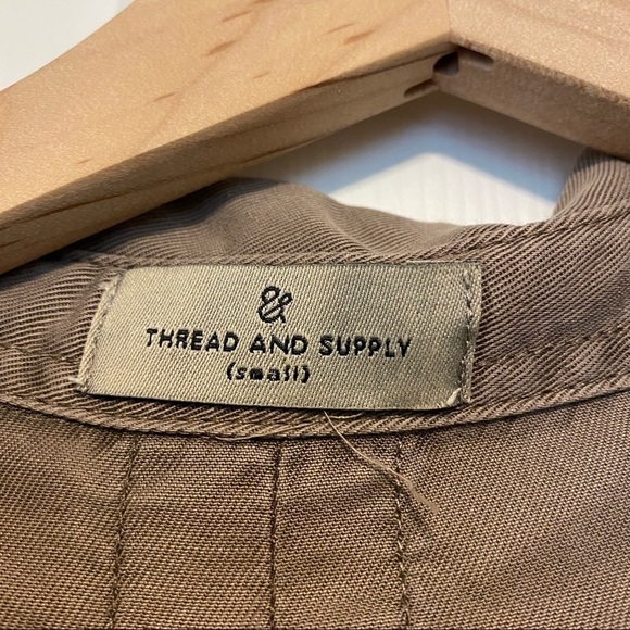 NORDSTROM thread & supply button up down mushroom color shirt size small - Picture 4 of 5